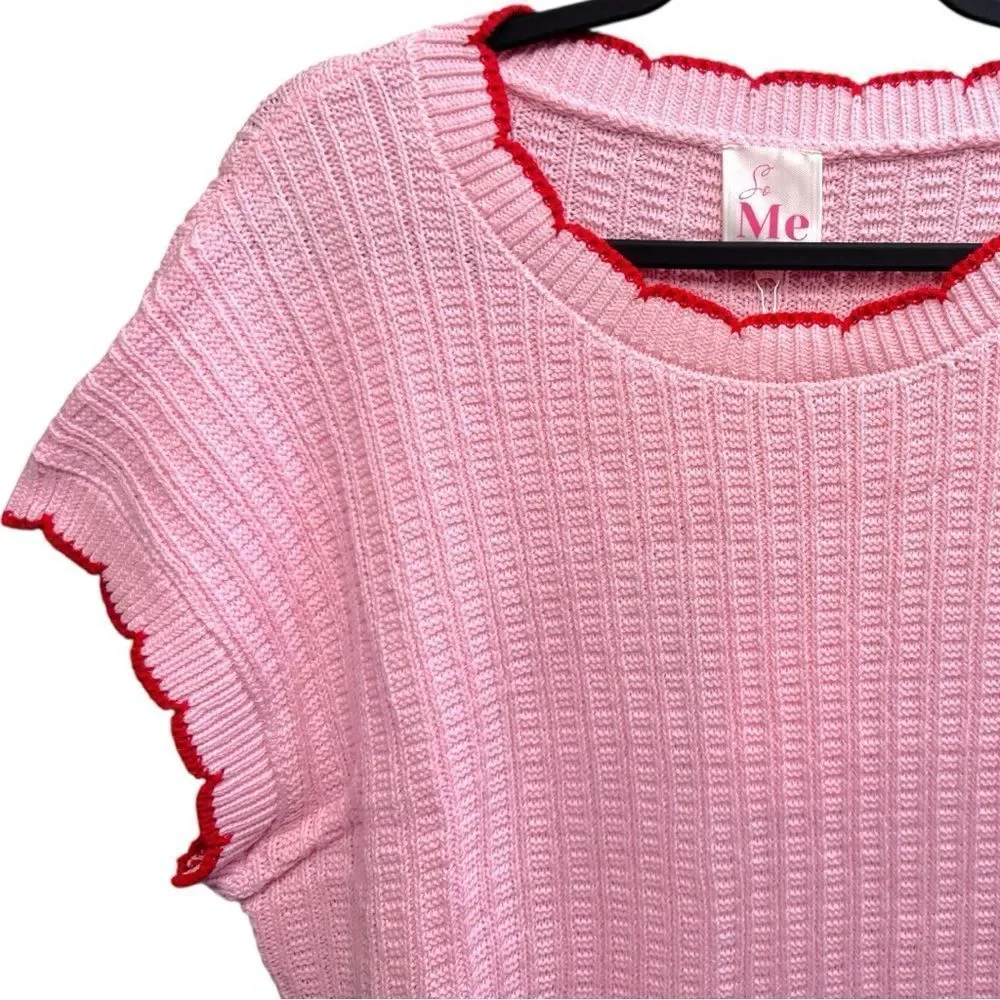 Pink Red Textured Light Weight Sweater Dolman Top NWT | SO ME - Picture 13 of 15